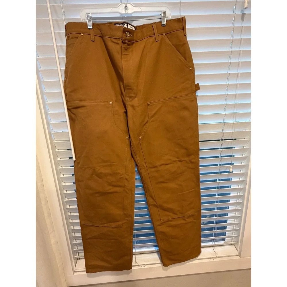 Carhartt B01 Brown Double Front Loose Fit Work Dungaree Pants Mens 40x34 USA